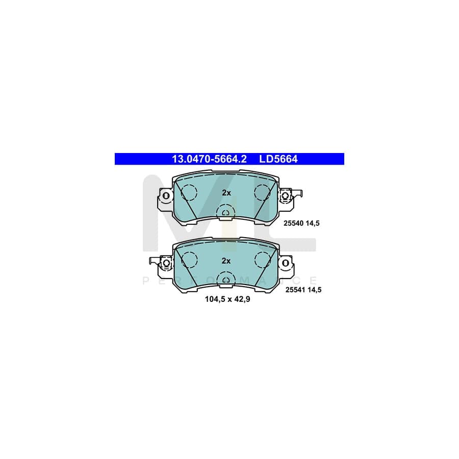 ATE Ceramic 13.0470-5664.2 Brake pad set with acoustic wear warning | ML Performance Car Parts