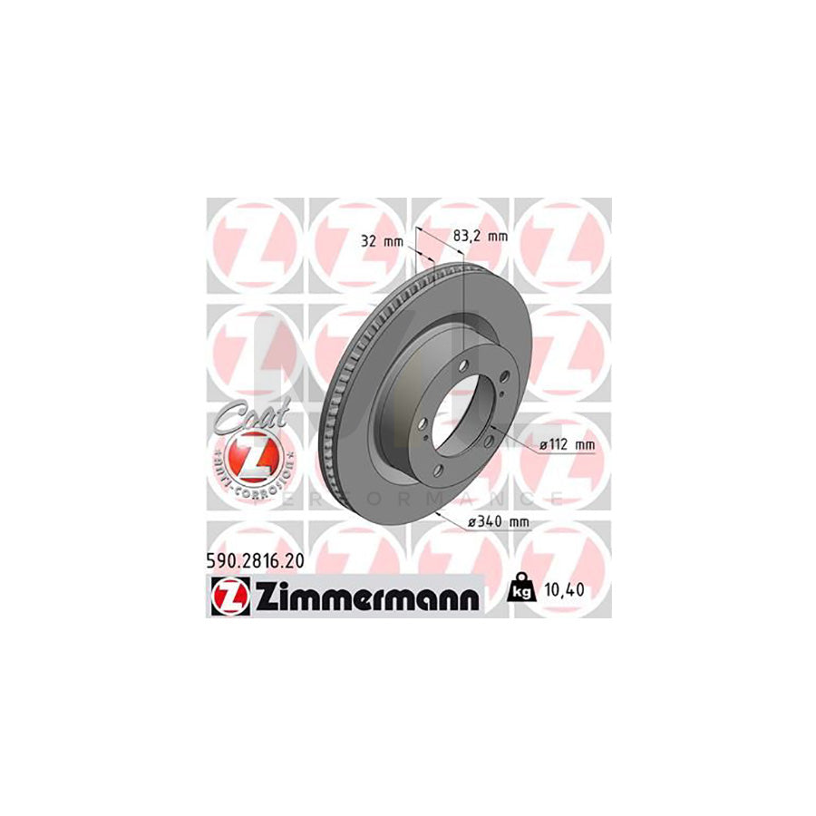 ZIMMERMANN COAT Z 590.2816.20 Brake Disc Internally Vented, Coated | ML Performance Car Parts