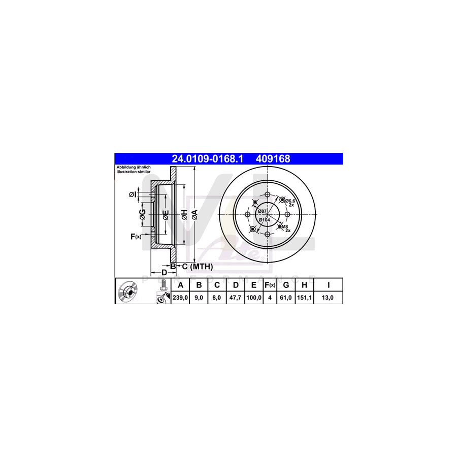 ATE 24.0109-0168.1 Brake Disc for HONDA City Saloon (GM2, GM3) Solid, Coated, with bolts/screws | ML Performance Car Parts