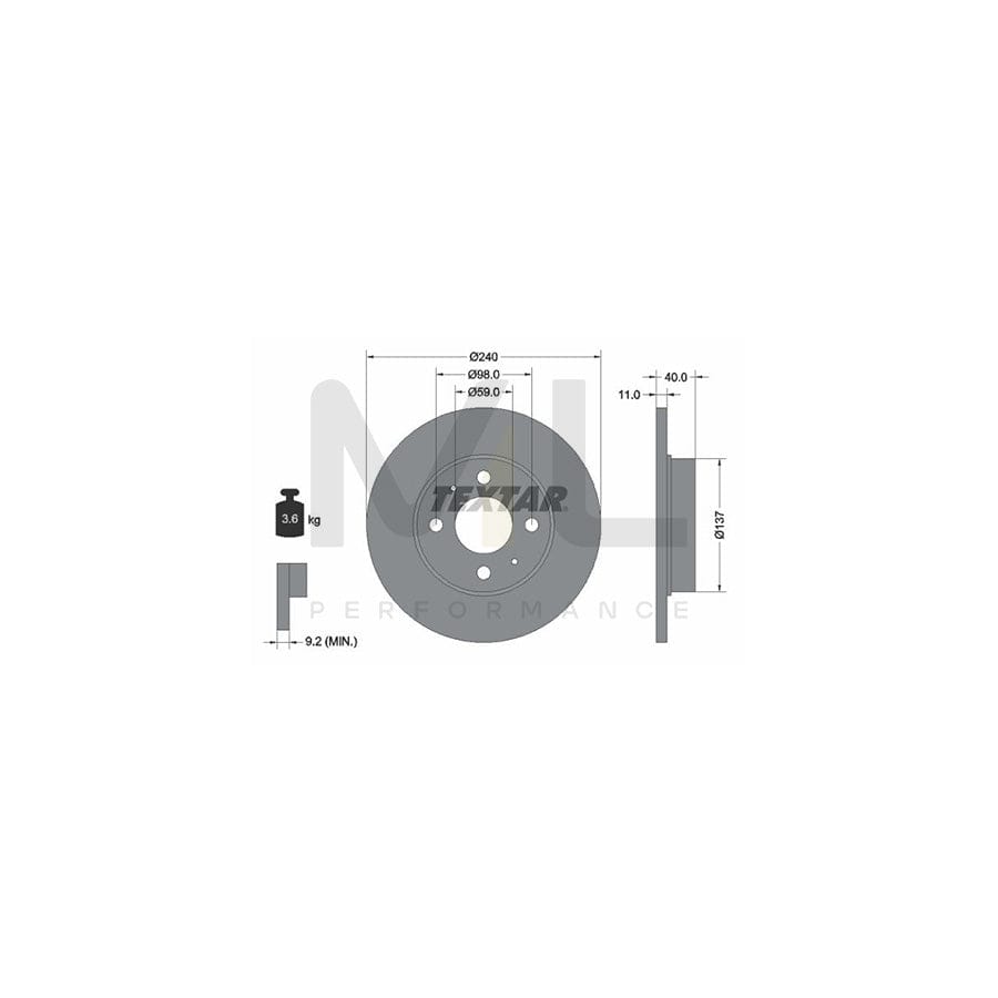 TEXTAR 92061100 Brake Disc Solid, without wheel hub, without wheel studs | ML Performance Car Parts