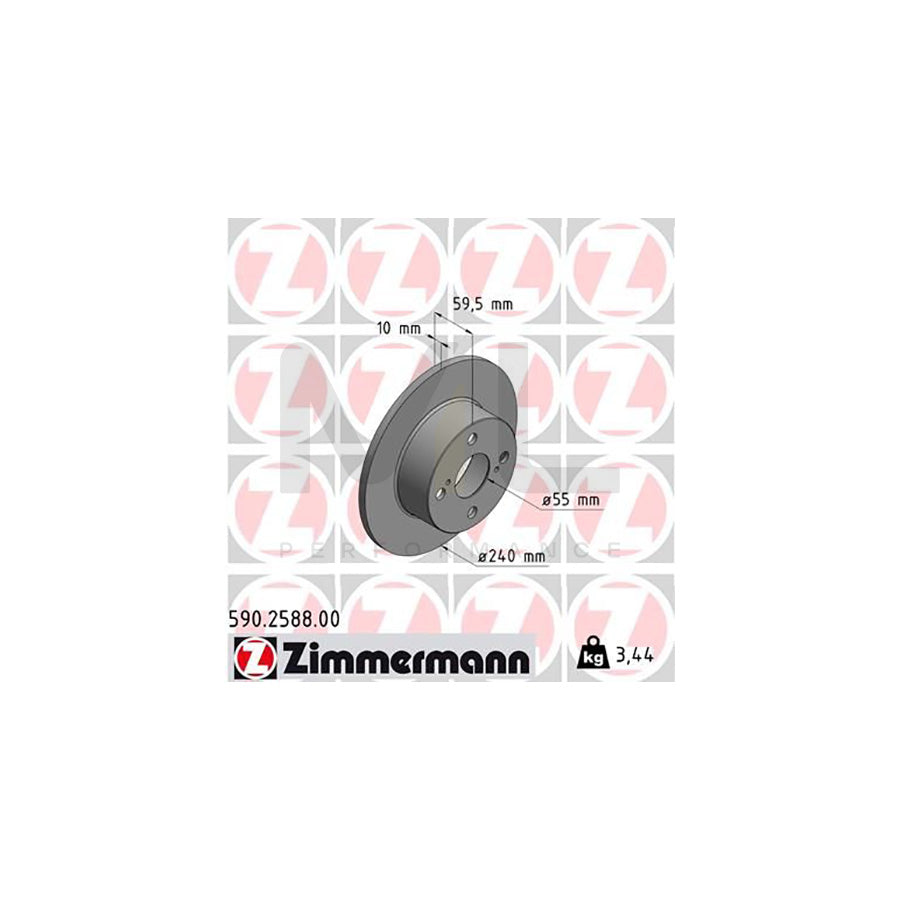 ZIMMERMANN 590.2588.00 Brake Disc for TOYOTA COROLLA Solid | ML Performance Car Parts