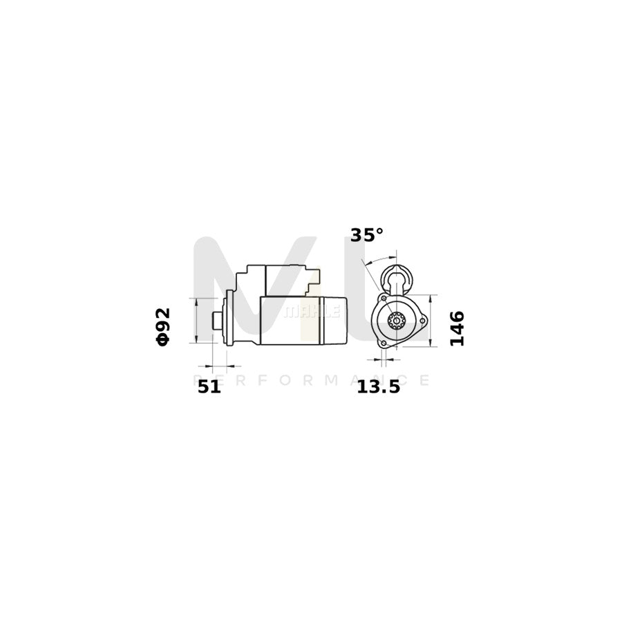 MAHLE ORIGINAL MS 124 Starter motor 12V 1,1kW, Teeth Quant.: 10 | ML Performance Car Parts