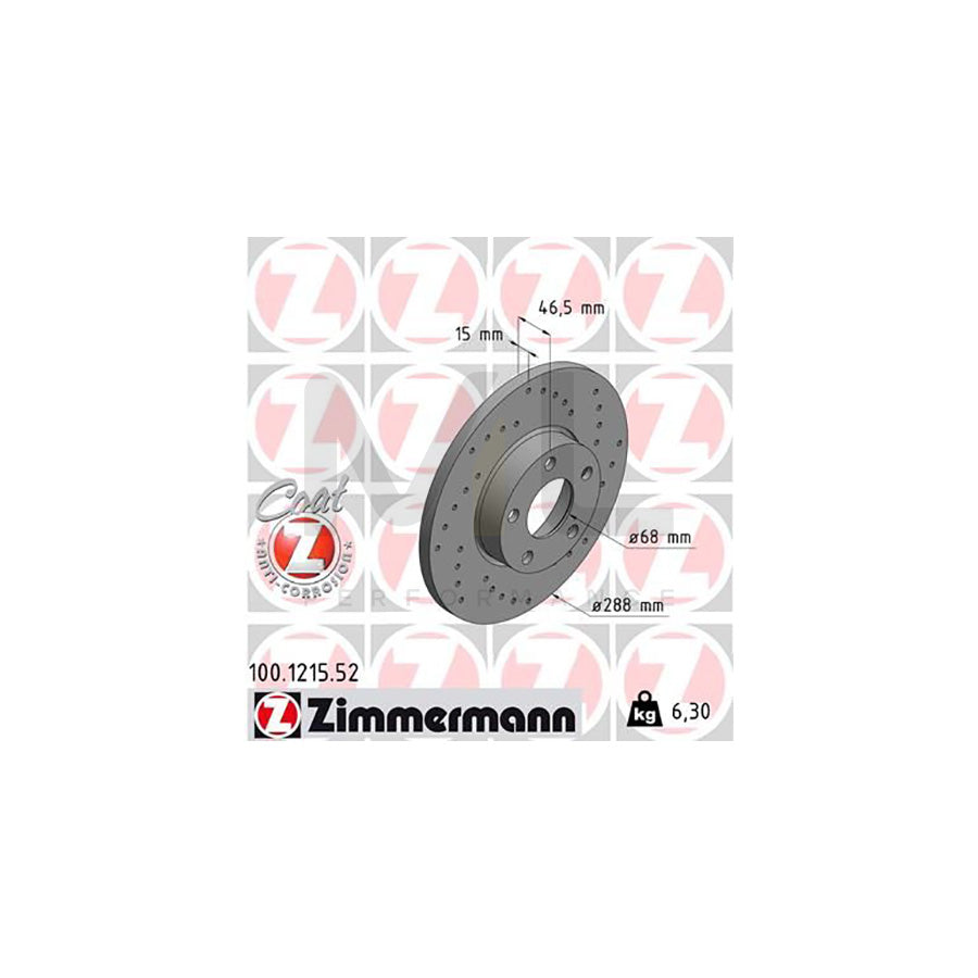 ZIMMERMANN SPORT COAT Z 100.1215.52 Brake Disc Perforated, Solid, Coated, High-carbon | ML Performance Car Parts