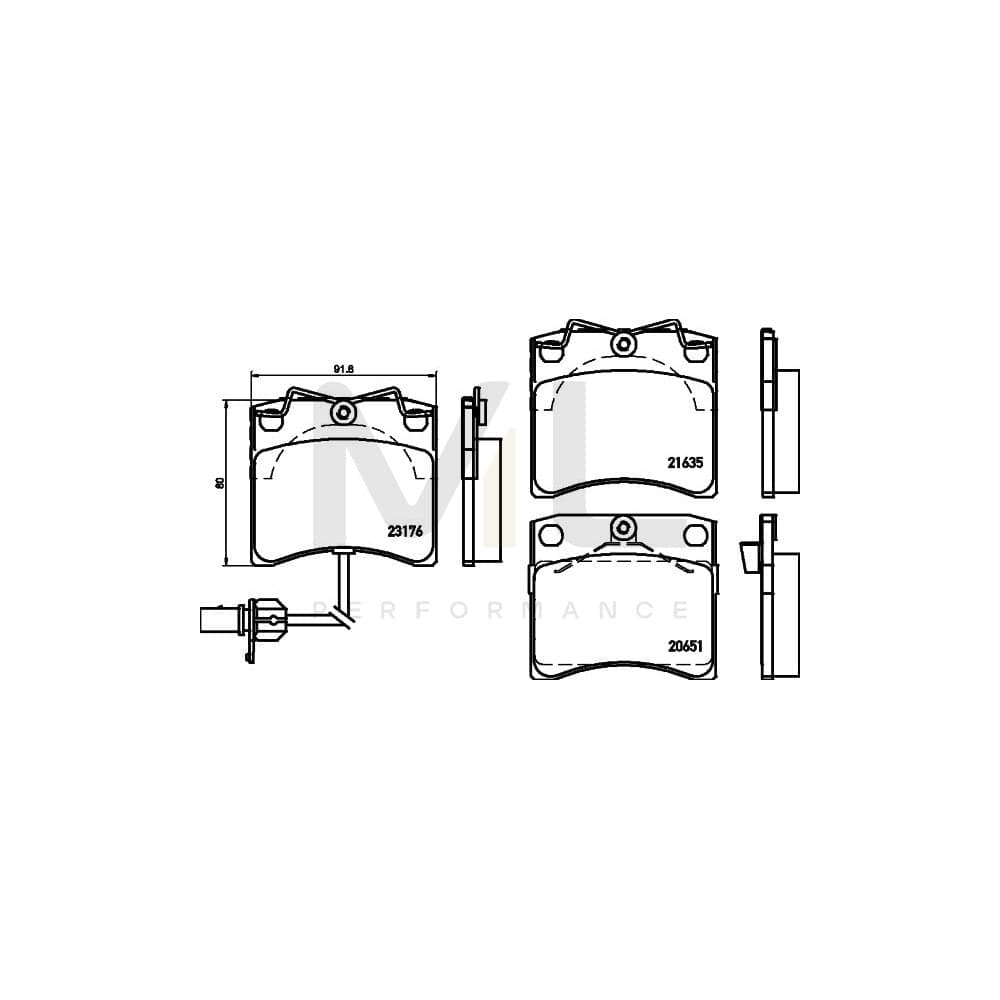 Hella 8DB 355 018-521 Brake Pad Set With Integrated Wear Warning Contact, With Accessories | ML Performance Car Parts