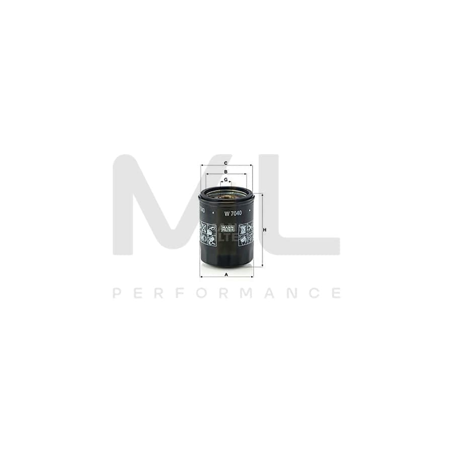 MANN-FILTER W 7040 Oil Filter Spin-on Filter | ML Performance Car Parts