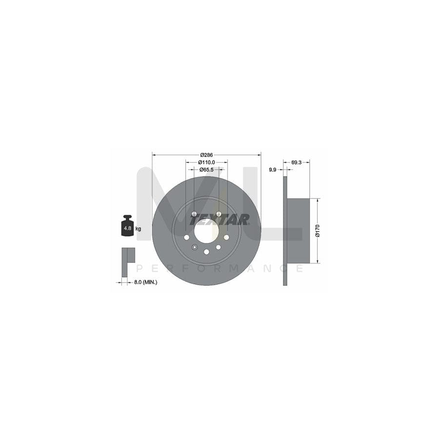 TEXTAR 92075700 Brake Disc Solid, without wheel hub, without wheel studs | ML Performance Car Parts