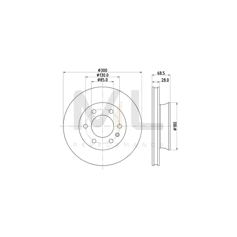 HELLA 8DD 355 131-891 Brake Disc suitable for MERCEDES-BENZ SPRINTER Internally Vented, Coated, without wheel hub, without wheel studs | ML Performance Car Parts