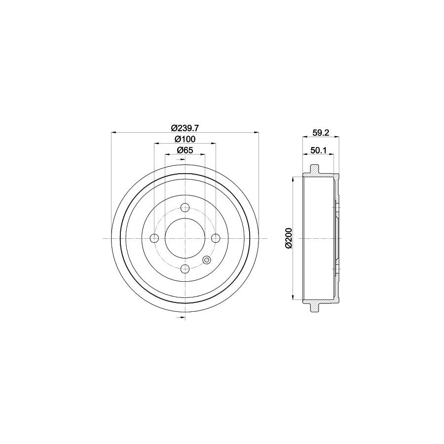 Hella 8DT 355 301-571 Brake Drum