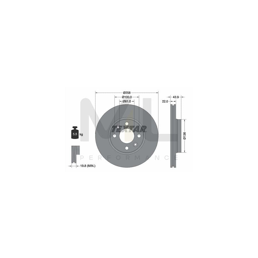 TEXTAR PRO 92241503 Brake Disc Externally Vented, Coated, without wheel hub, without wheel studs | ML Performance Car Parts