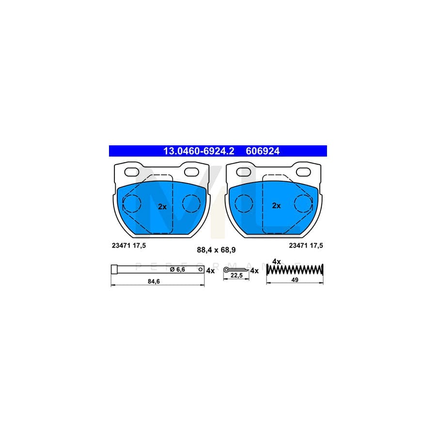 ATE 13.0460-6924.2 Brake pad set for LAND ROVER DEFENDER excl. wear warning contact, not prepared for wear indicator, with accessories | ML Performance Car Parts