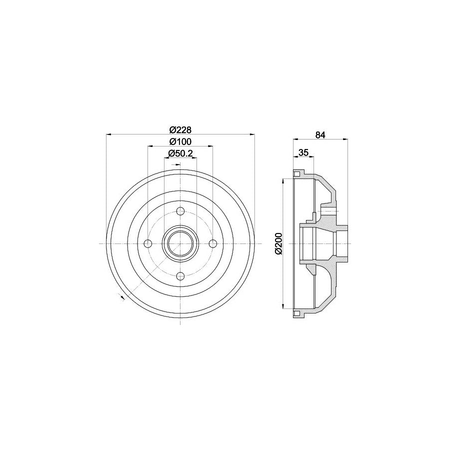 Hella 8DT 355 301-551 Brake Drum