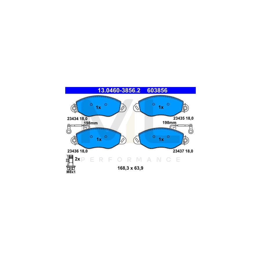 ATE 13.0460-3856.2 Brake pad set incl. wear warning contact, with brake caliper screws | ML Performance Car Parts