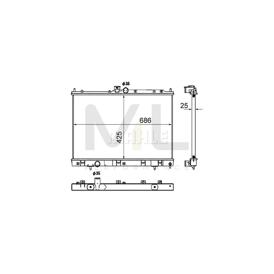 MAHLE ORIGINAL CR 1883 000S Engine radiator for MITSUBISHI Outlander I Off-Road (CU) Brazed cooling fins, Manual Transmission | ML Performance Car Parts