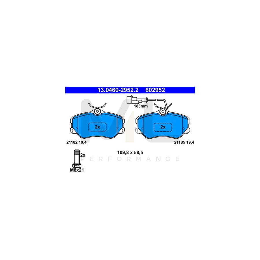 ATE 13.0460-2952.2 Brake pad set incl. wear warning contact, with brake caliper screws | ML Performance Car Parts