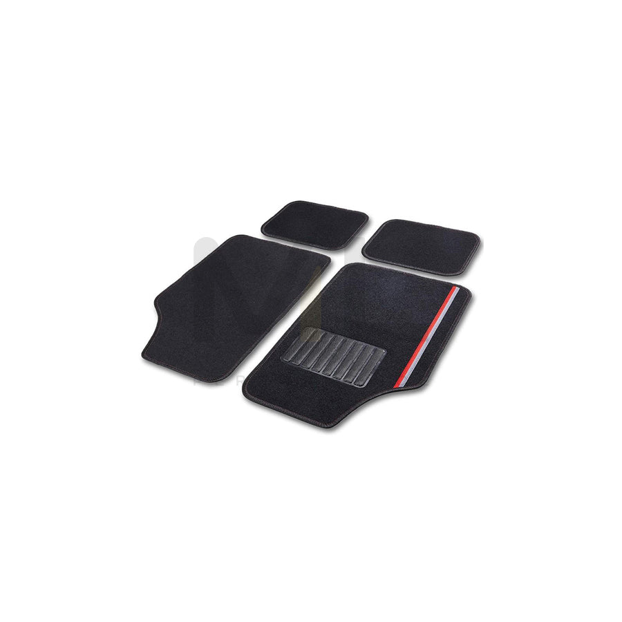 CARTREND Universal fit 10607 Floor mat set Textile, Front and Rear, Quantity: 4, Black/Red | ML Performance Car Parts