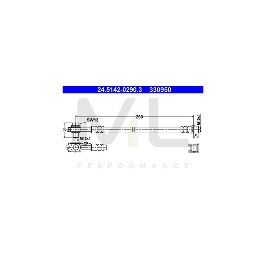 ATE 24.5142-0290.3 Brake Hose for VW PASSAT 290mm, M10x1 | ML Performance Car Parts