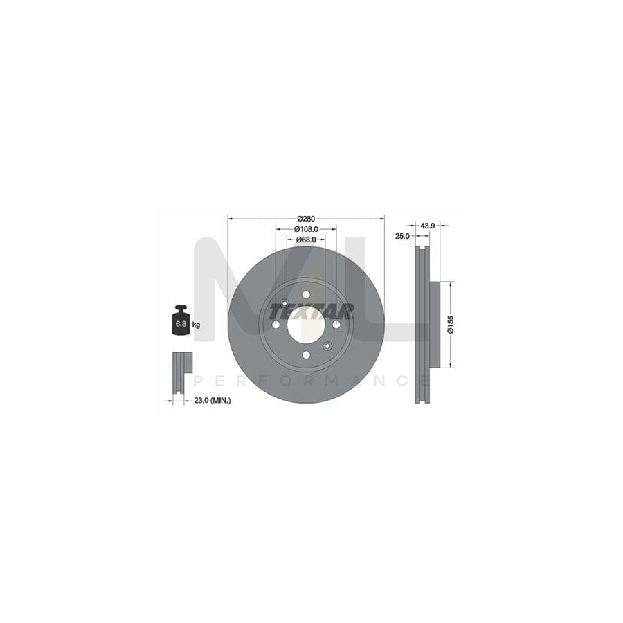 TEXTAR 92053800 Brake Disc for SAAB 9000 Internally Vented, without wheel hub, without wheel studs | ML Performance Car Parts