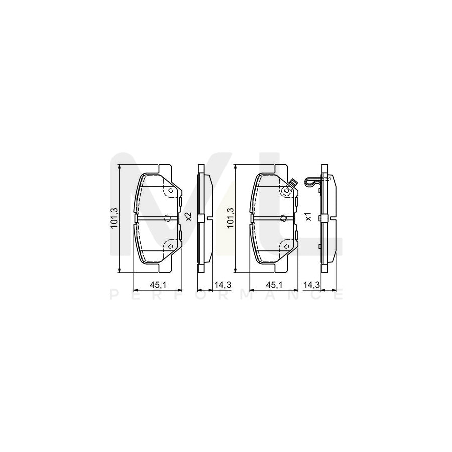 Bosch 0986495381 Brake Pad Set For Mitsubishi Outlander Iii Off-Road (Gg, Gf) With Acoustic Wear Warning, With Anti-Squeak Plate BP1731 | ML Performance Car Parts