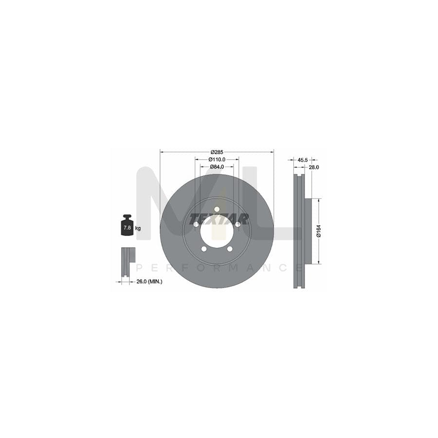 TEXTAR 92093400 Brake Disc for TOYOTA HIACE Internally Vented, without wheel hub, without wheel studs | ML Performance Car Parts