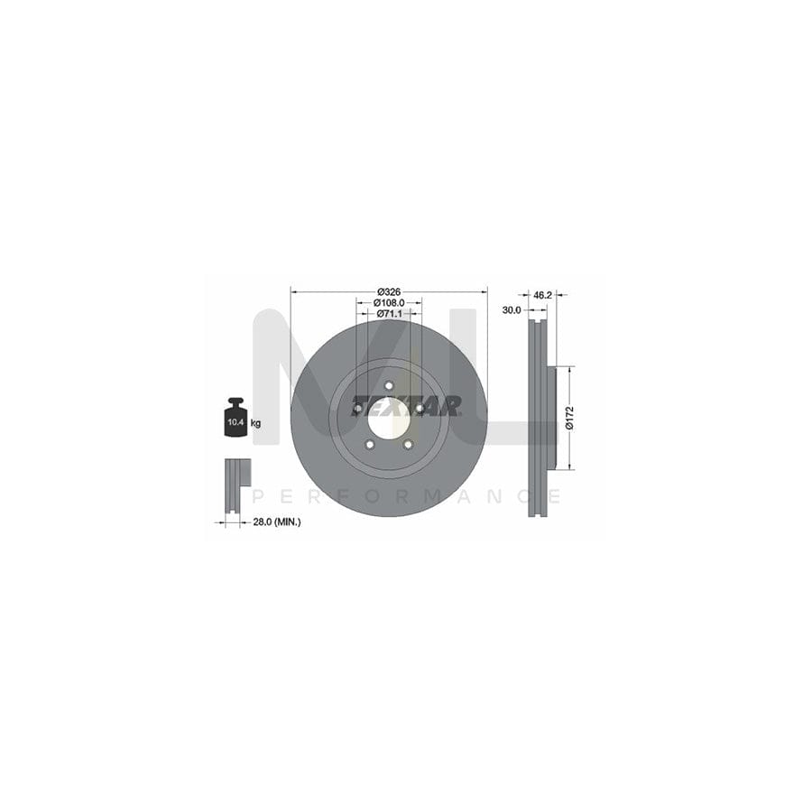 TEXTAR 92173500 Brake Disc Internally Vented, without wheel hub, without wheel studs | ML Performance Car Parts