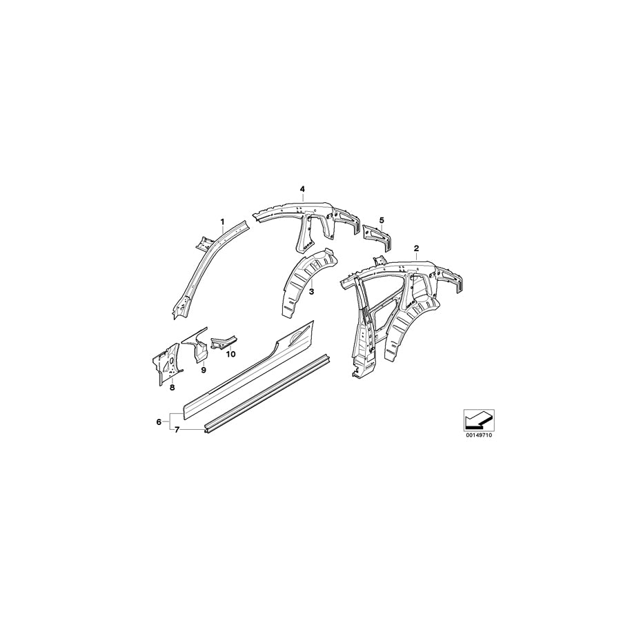 Genuine BMW 41007168962 E92 C-Pillar Reinforcement, Right (Inc. 325d, 328i & 335i) | ML Performance UK