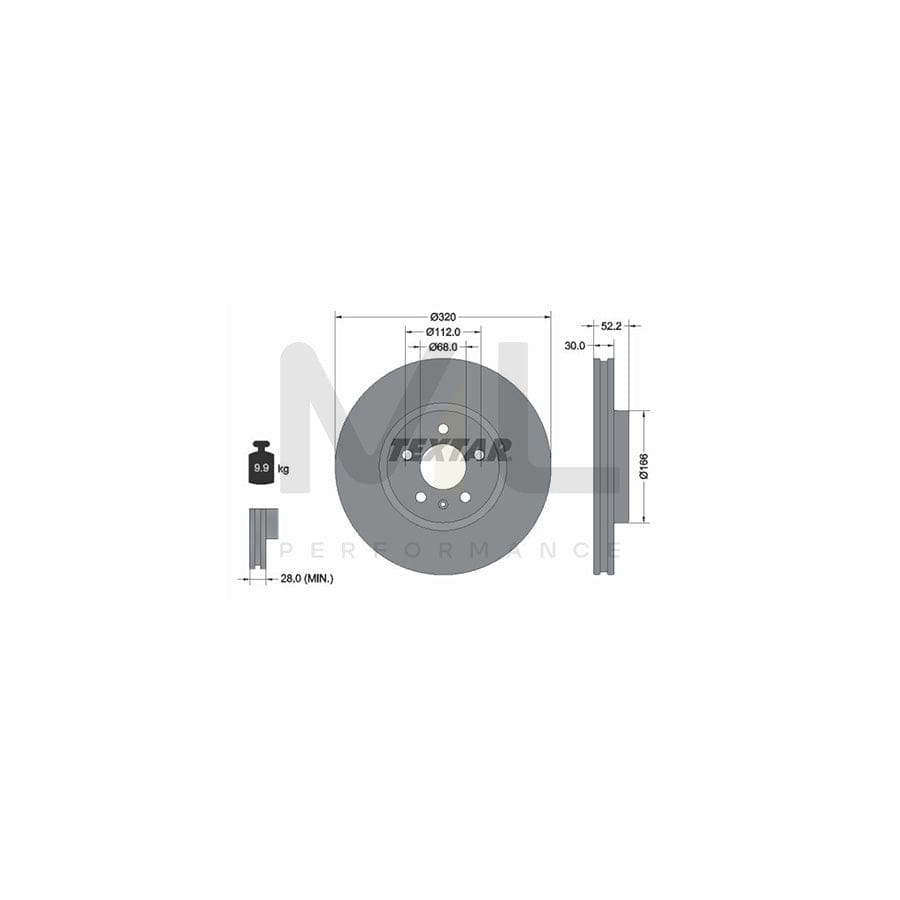 TEXTAR 92160000 Brake Disc Internally Vented, without wheel hub, without wheel studs | ML Performance Car Parts