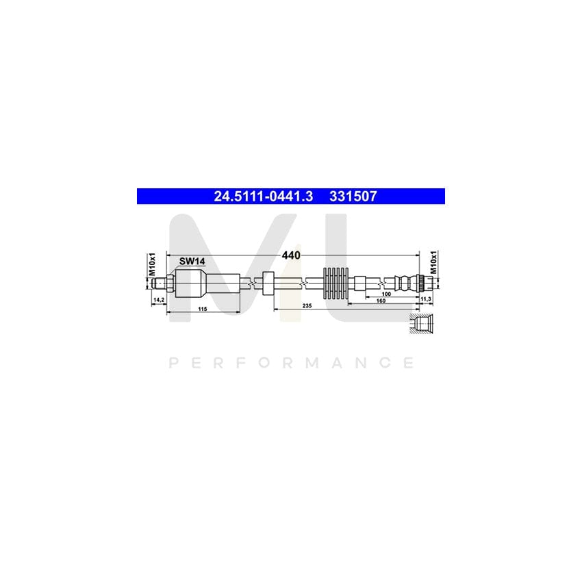 ATE 24.5111-0441.3 Brake Hose 440mm, M10x1 | ML Performance Car Parts