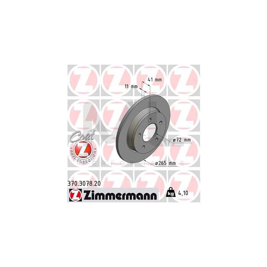 ZIMMERMANN COAT Z 370.3078.20 Brake Disc for MAZDA 3 Solid, Coated | ML Performance Car Parts