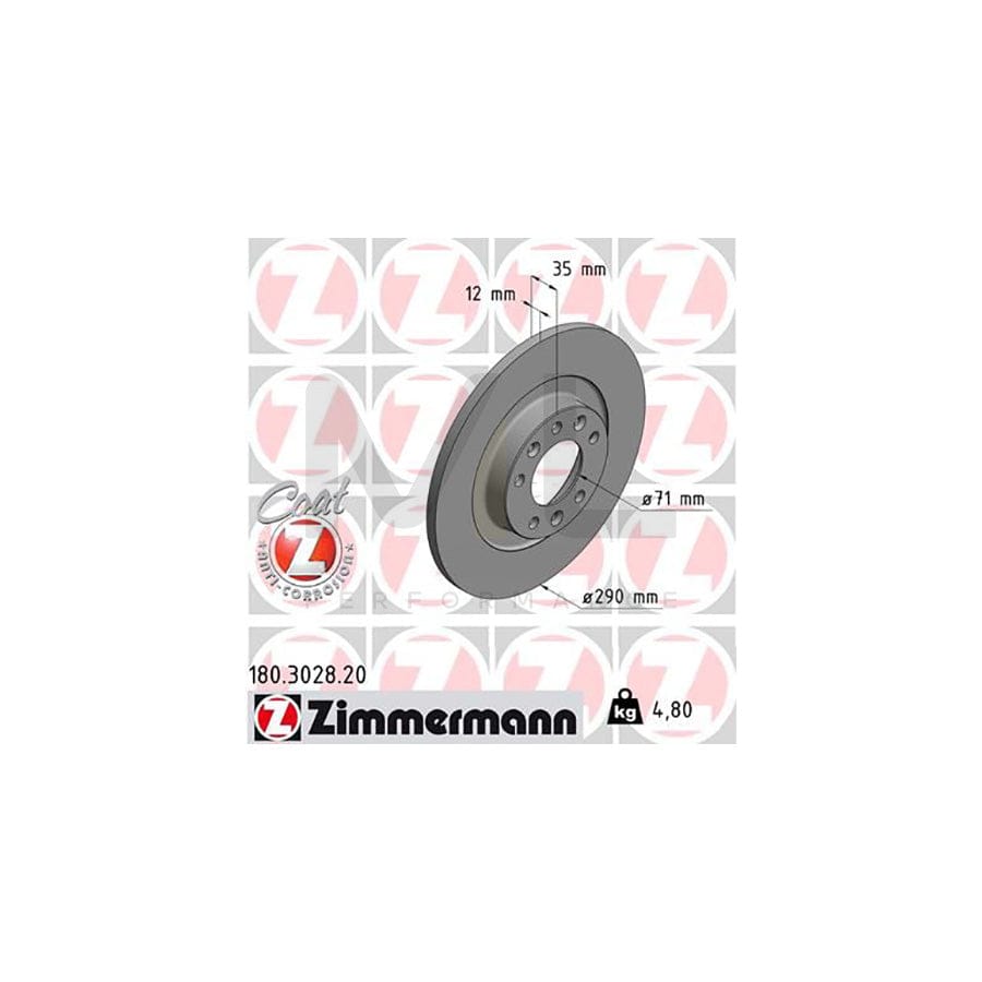 ZIMMERMANN COAT Z 180.3028.20 Brake Disc Solid, Coated | ML Performance Car Parts