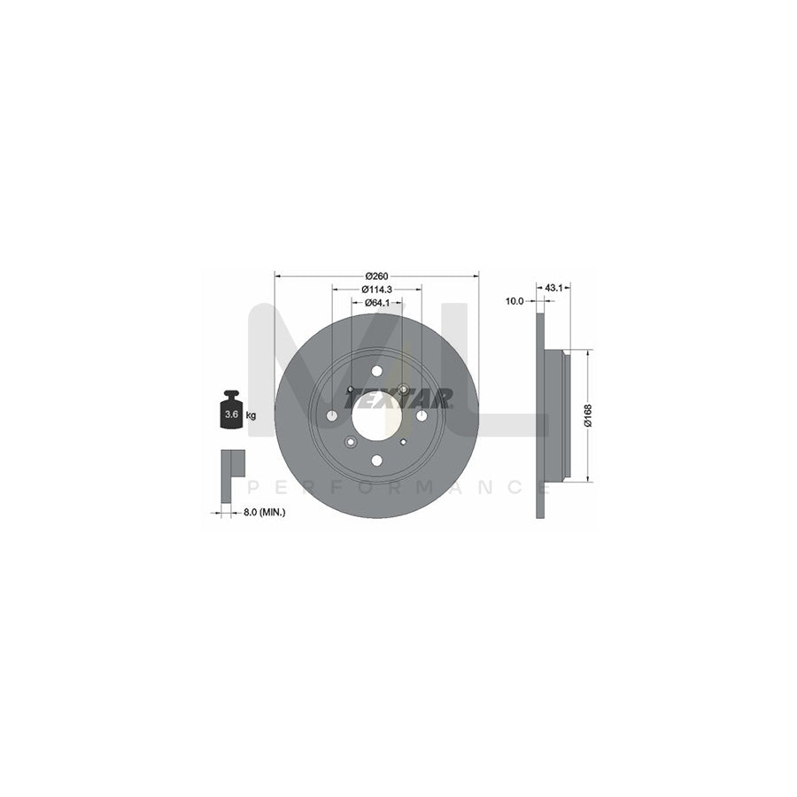 TEXTAR 92114300 Brake Disc Solid, without wheel hub, without wheel studs | ML Performance Car Parts