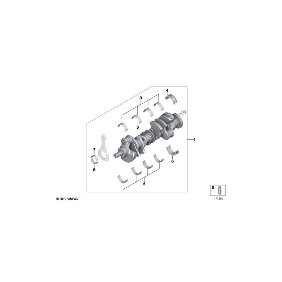 Genuine BMW 11210426959 E65 Crankshaft With Bearing Shells (Inc. ALPINA B7) | ML Performance UK Car Parts