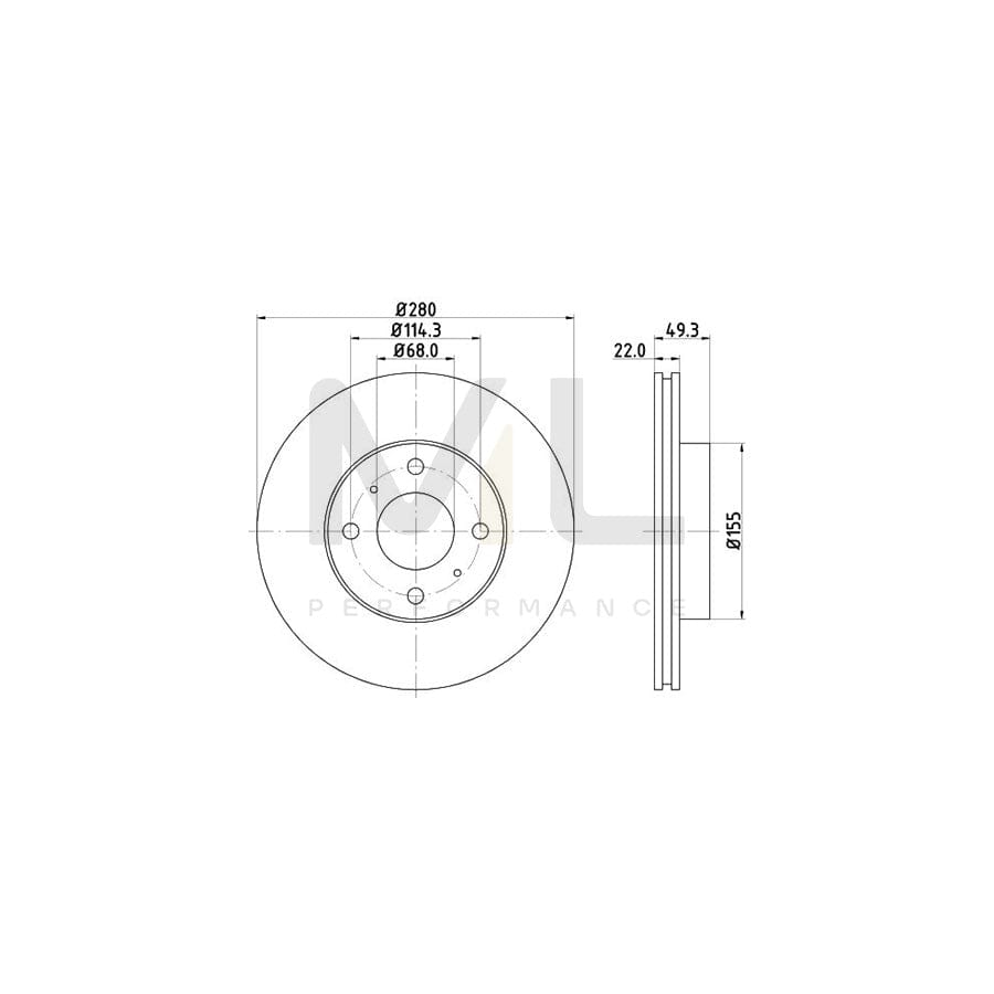 HELLA 8DD 355 107-991 Brake Disc Internally Vented, without wheel hub, without wheel studs | ML Performance Car Parts