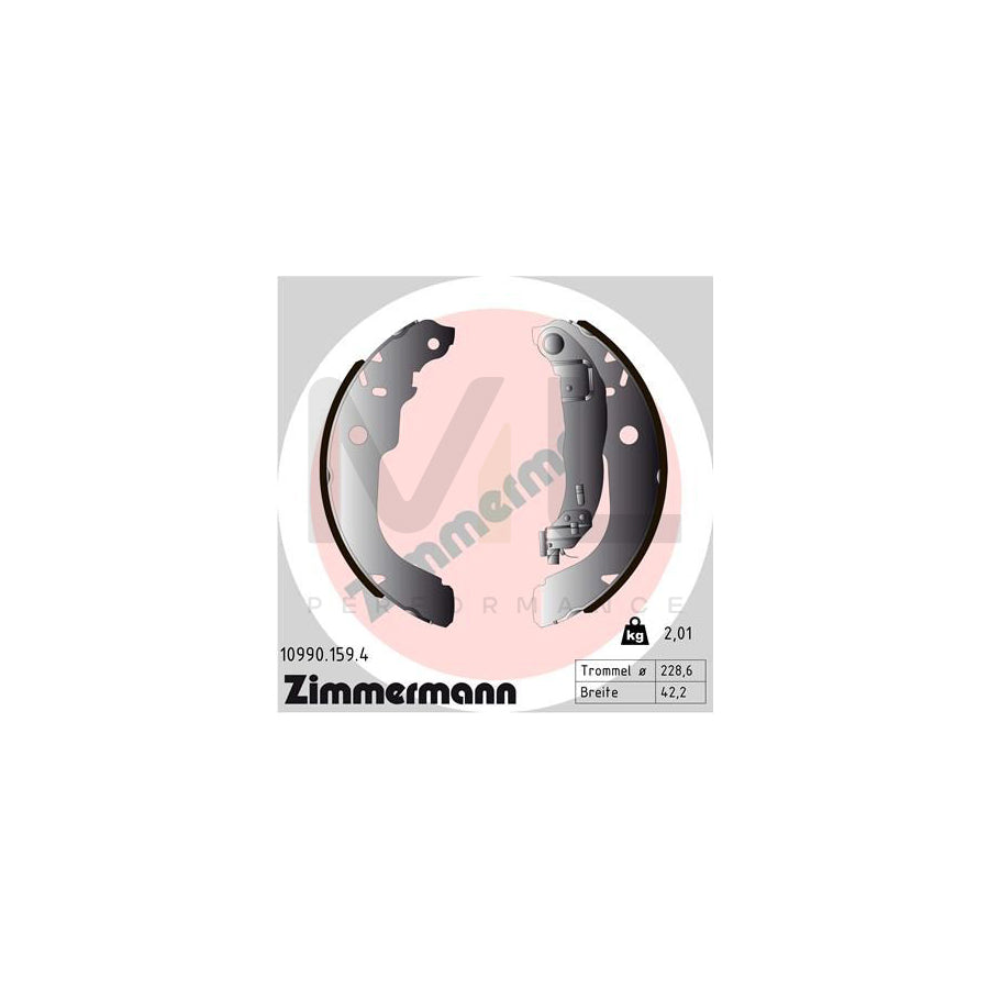 ZIMMERMANN 10990.159.4 Brake Shoe Set Photo corresponds to scope of supply, with lever | ML Performance Car Parts