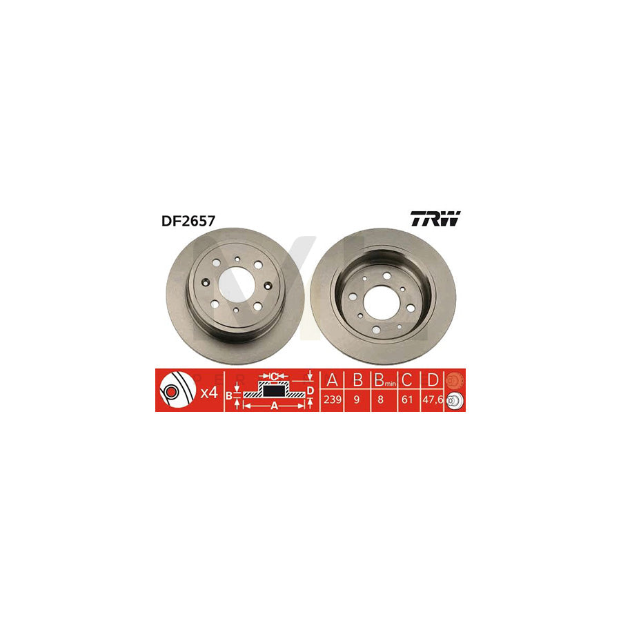 TRW DF2657 Brake Disc Solid, Painted | ML Performance Car Parts