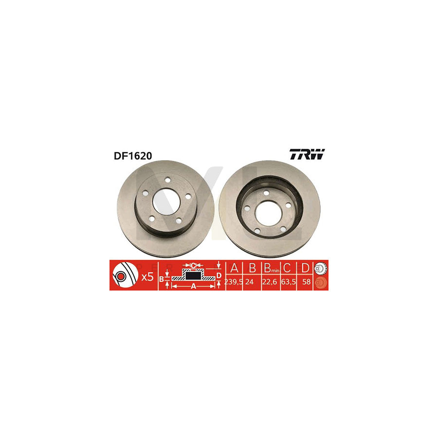 TRW DF1620 Brake Disc Vented | ML Performance Car Parts