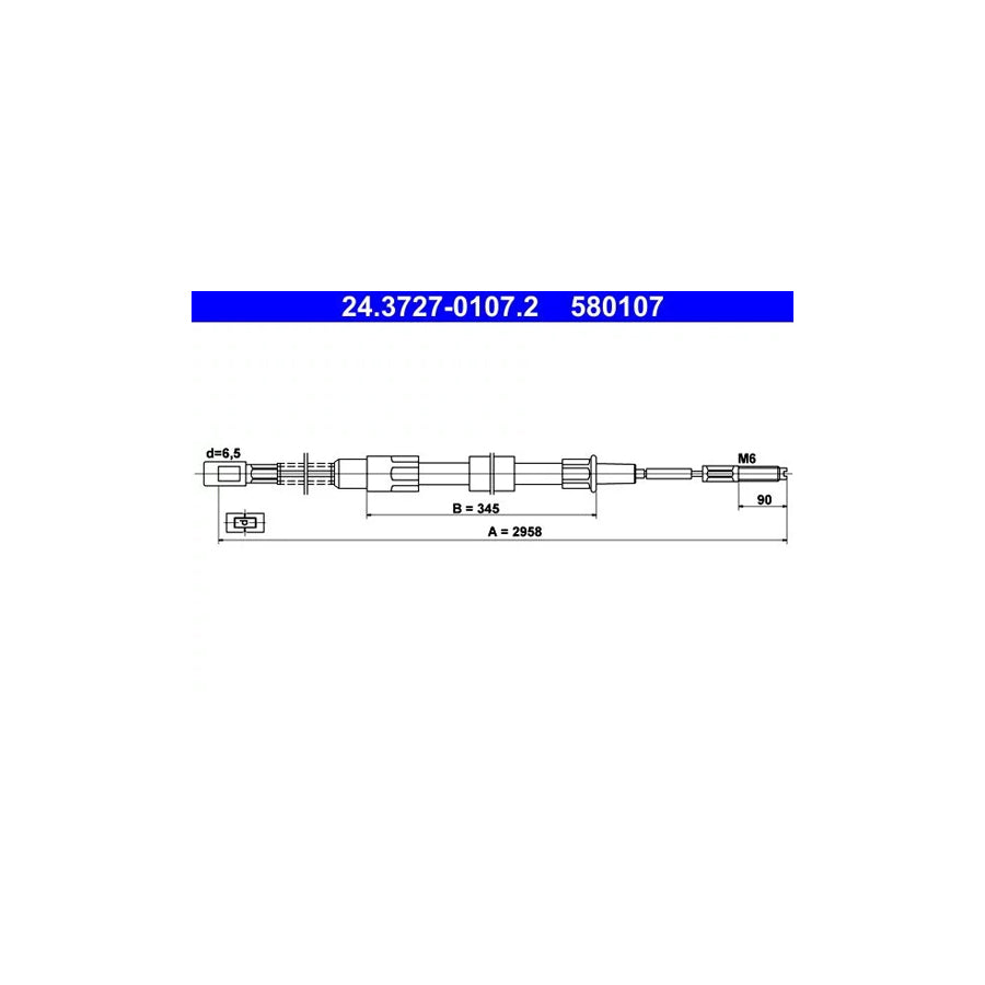 ATE 24.3727-0107.2 Hand Brake Cable For Vw Transporter