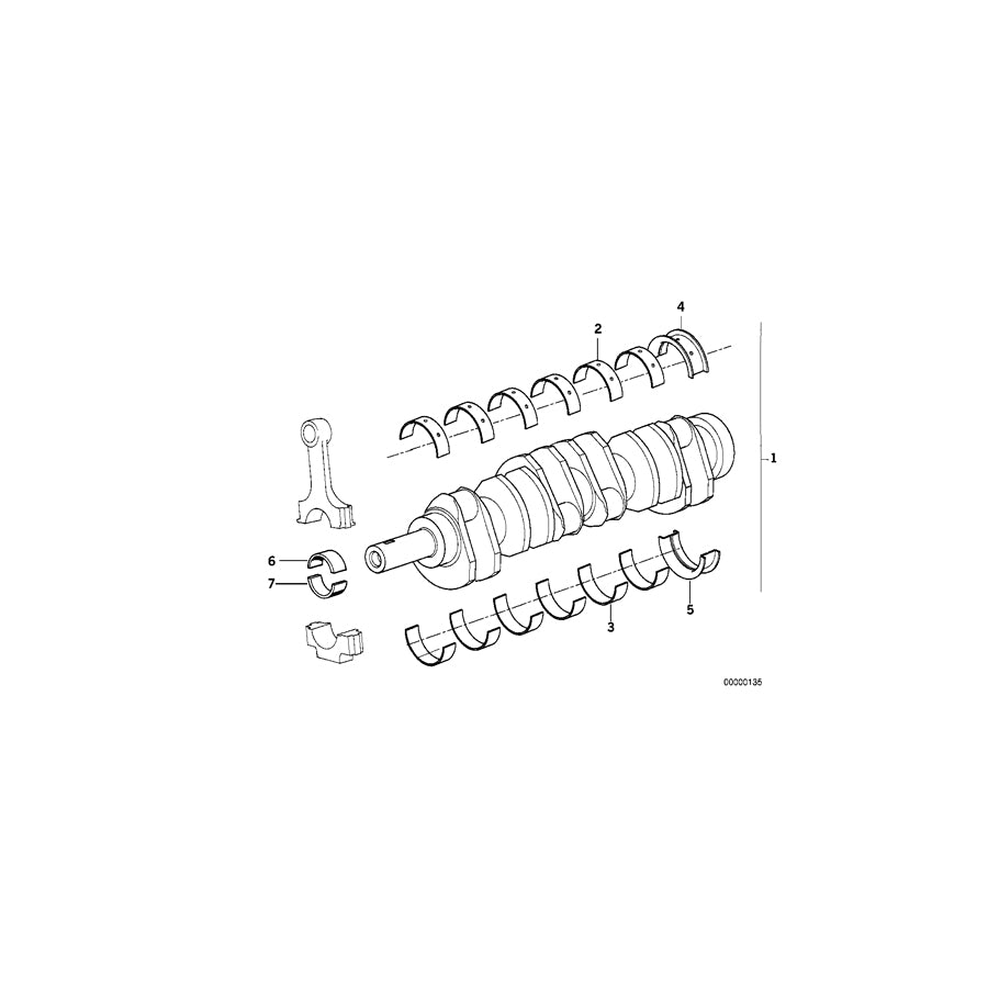 Genuine BMW 11211288959 E32 E31 Bearing Shell Green 74,75MM(+0,25) (Inc. 750i, 750iLS & 850Ci) | ML Performance UK Car Parts