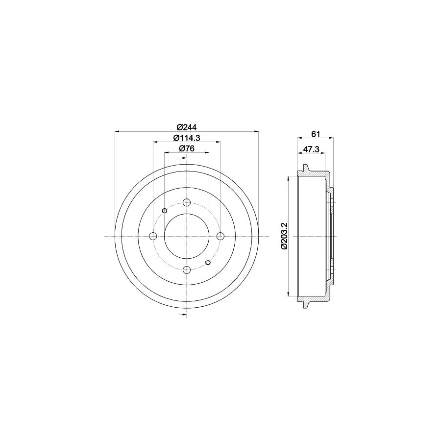 Hella 8DT 355 301-781 Brake Drum