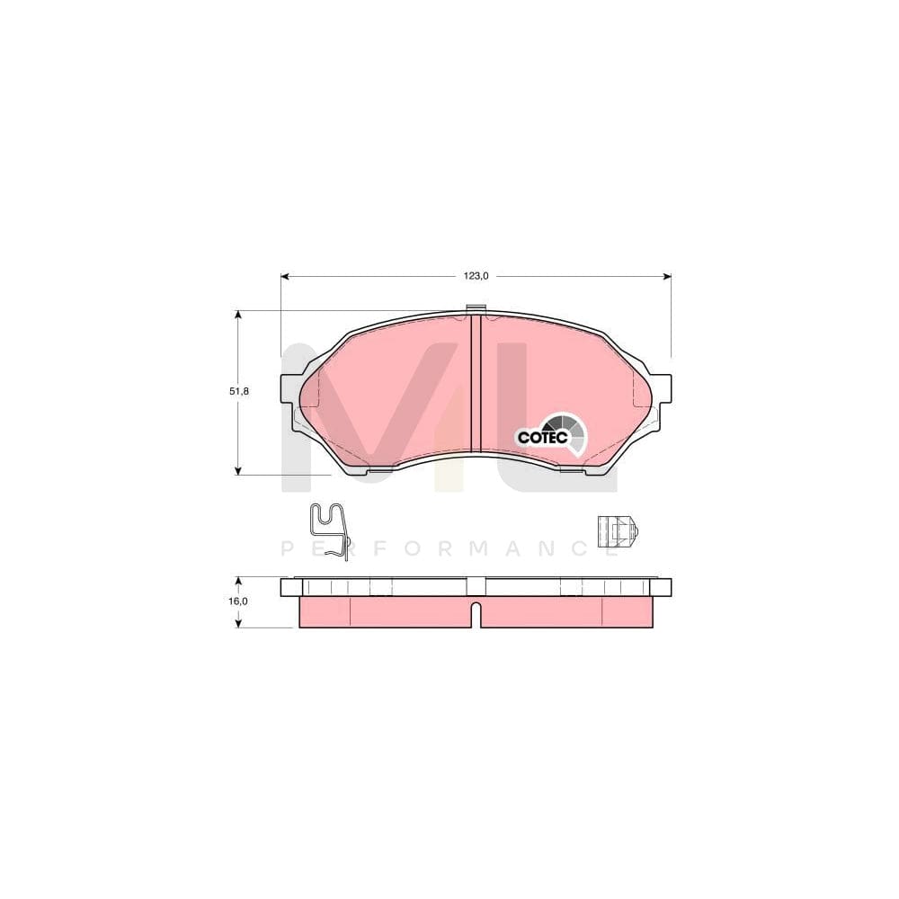 TRW Cotec Gdb3193 Brake Pad Set For Mazda 323 With Acoustic Wear Warning, With Accessories | ML Performance Car Parts