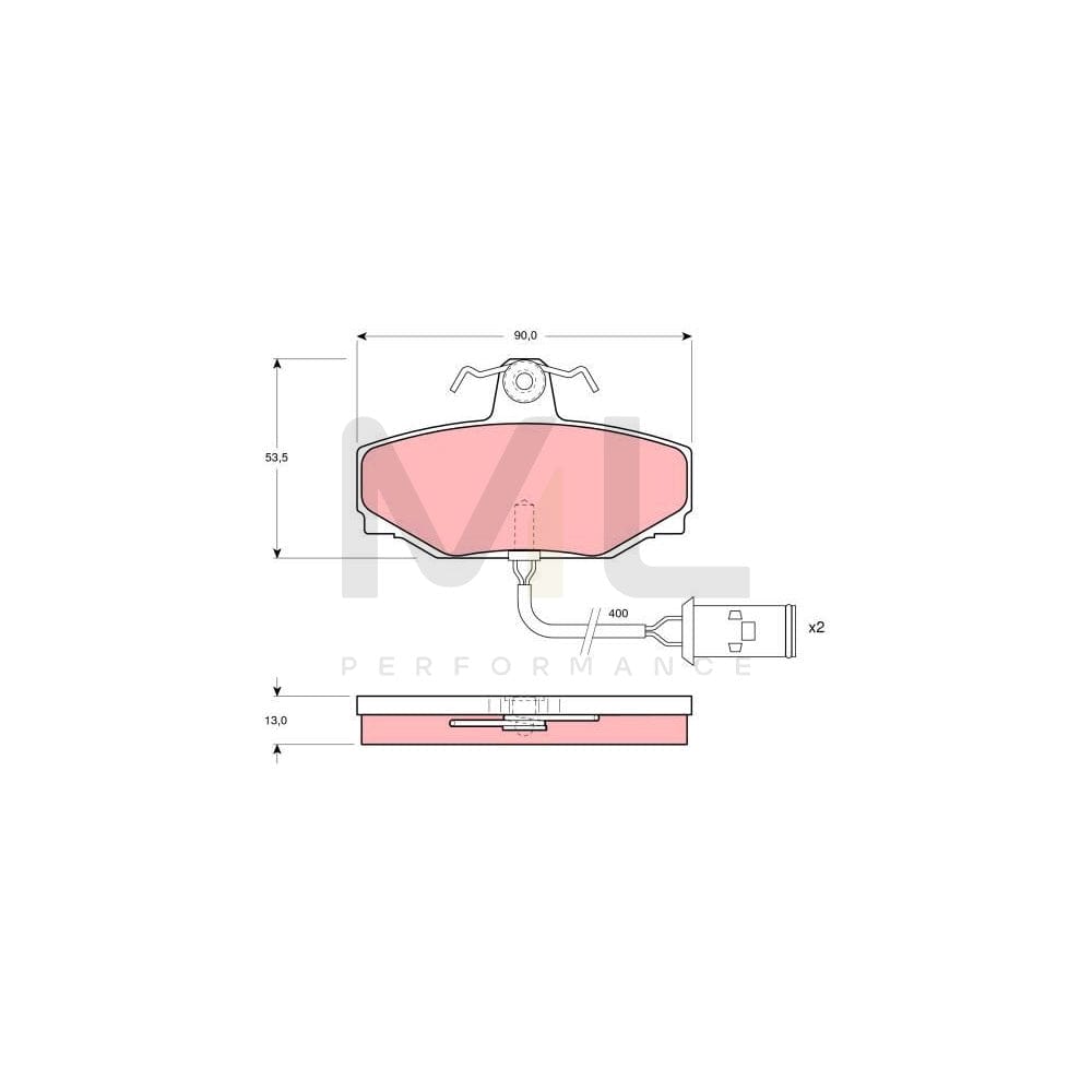 TRW Gdb412 Brake Pad Set For Jaguar Xj Incl. Wear Warning Contact, With Brake Caliper Screws, With Accessories | ML Performance Car Parts