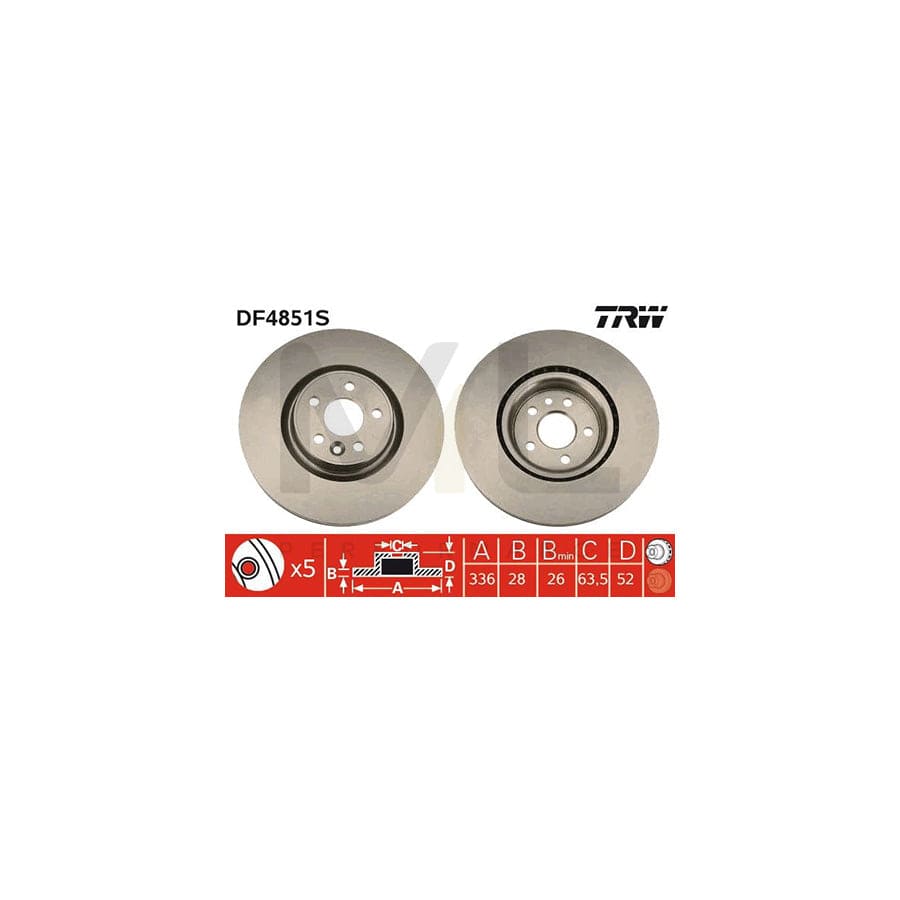 TRW DF4851S Brake Disc Vented, High-carbon | ML Performance Car Parts