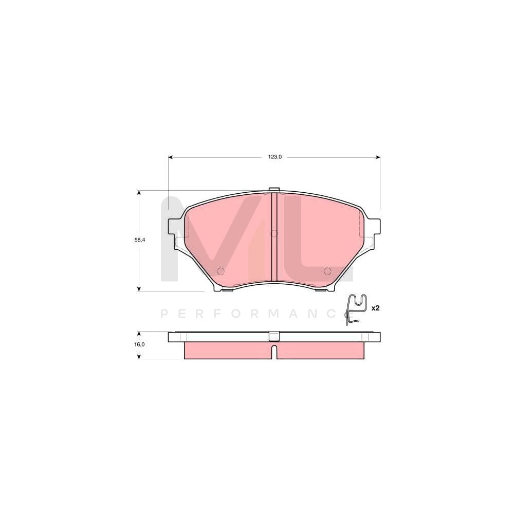 TRW Gdb3302 Brake Pad Set For Mazda Mx-5 Ii (Nb) With Acoustic Wear Warning, With Accessories | ML Performance Car Parts