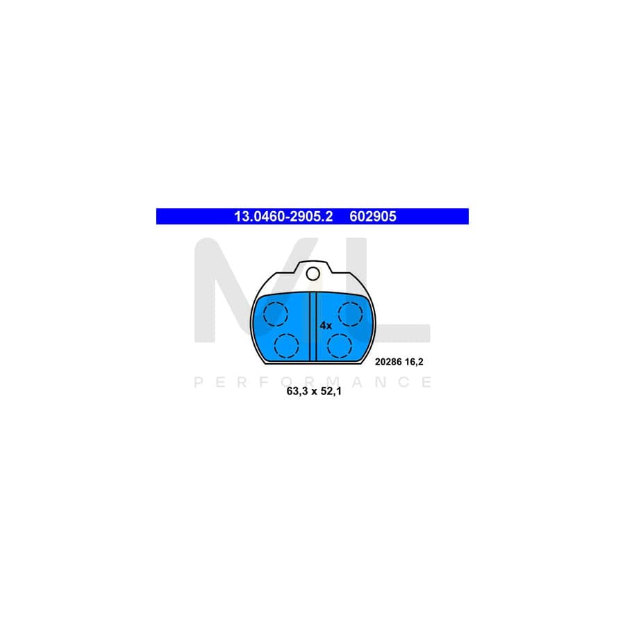 ATE 13.0460-2905.2 Brake pad set for VW KAEFER excl. wear warning contact, not prepared for wear indicator | ML Performance Car Parts