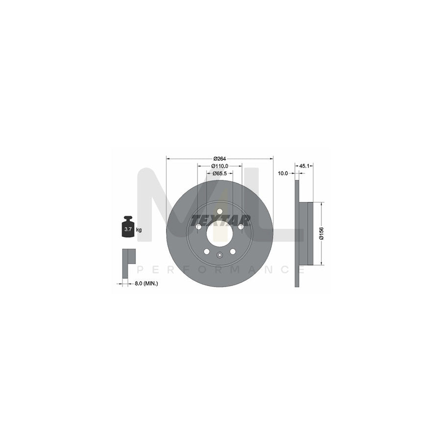 TEXTAR PRO 92277303 Brake Disc Solid, Coated, without wheel hub, without wheel studs | ML Performance Car Parts