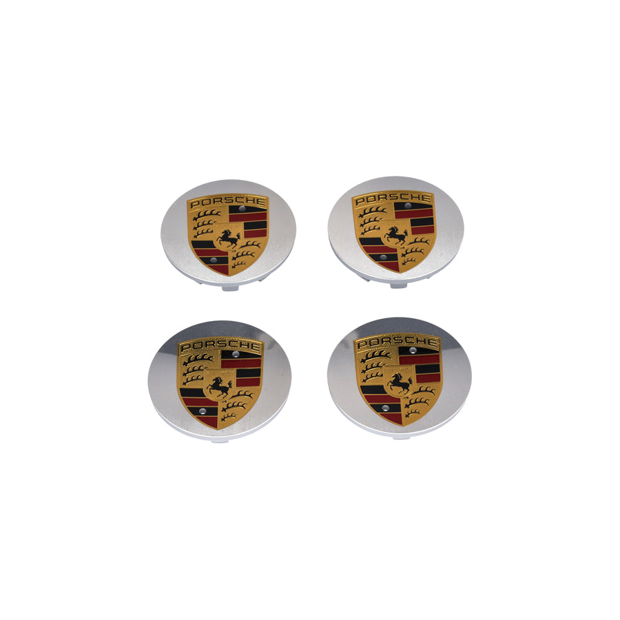 Genuine Porsche Wheel Caps Chrome Effect With Coloured Crest For Porsche Macan (Set Of 4) | ML Performance UK Car Parts