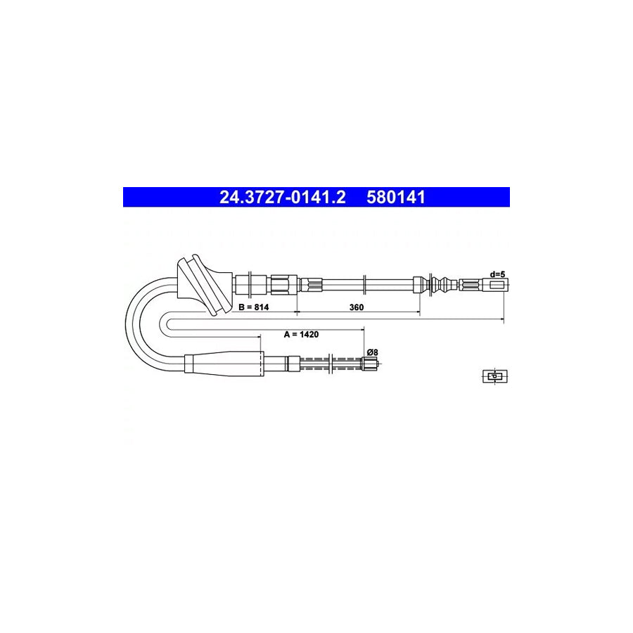 ATE 24.3727-0141.2 Hand Brake Cable For Audi 100