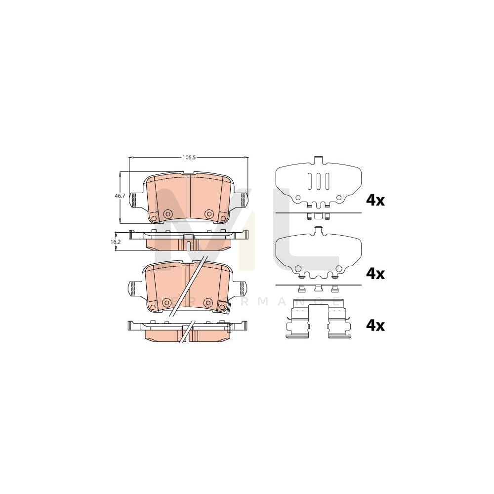 TRW Gdb2184 Brake Pad Set With Acoustic Wear Warning, With Accessories | ML Performance Car Parts