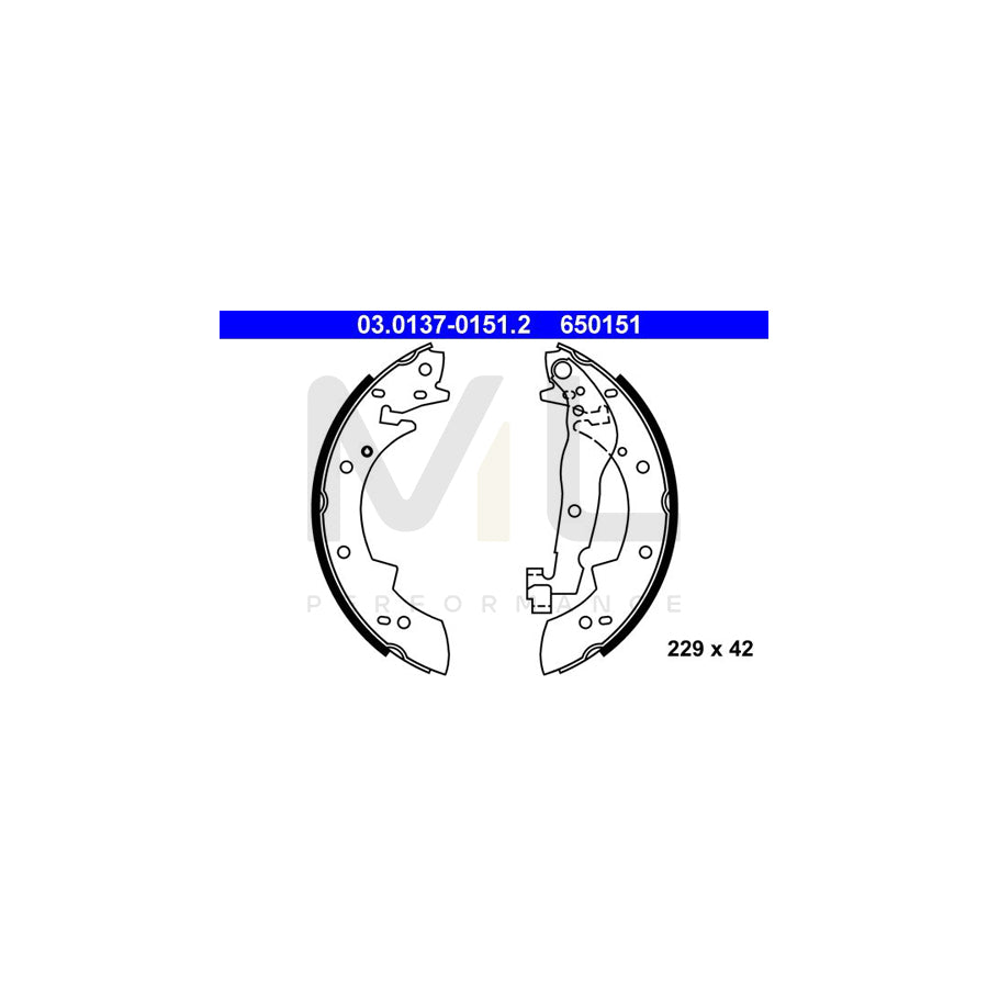 ATE 03.0137-0151.2 Brake Shoe Set with lever | ML Performance Car Parts