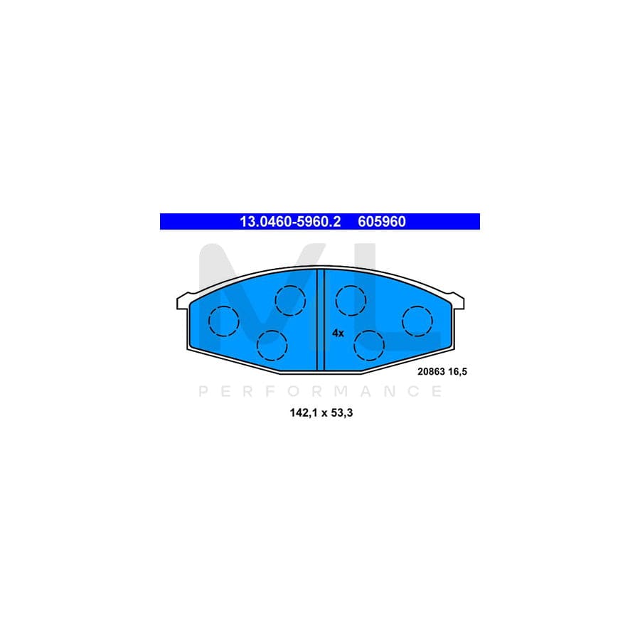 ATE 13.0460-5960.2 Brake pad set for NISSAN PATROL excl. wear warning contact, not prepared for wear indicator | ML Performance Car Parts