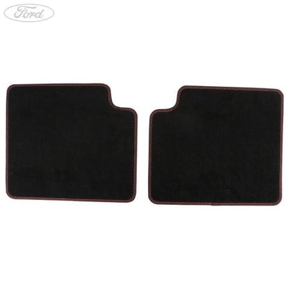 GENUINE FORD 1558533 KA VELOUR FLOOR MATS REAR, BLACK WITH RED DOUBLE STITCHING | ML Performance UK